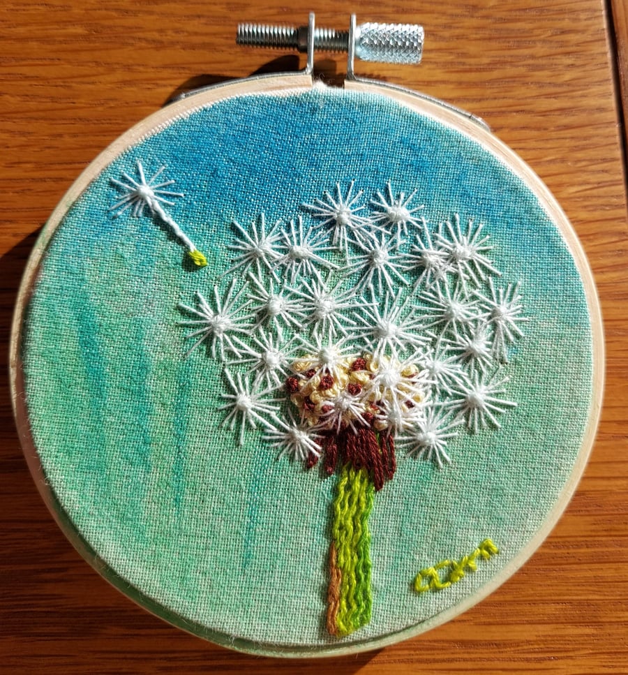 Hand-Embroidered Dandelion Clock