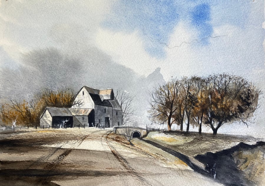 Rowland Hilder rendition (Pure Original Watercolour FULLY MOUNTED 12” x 10”)