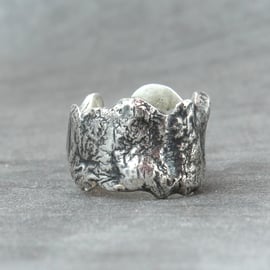 Silver Band Ring - Unique Textured Sterling Band Ring - Size N