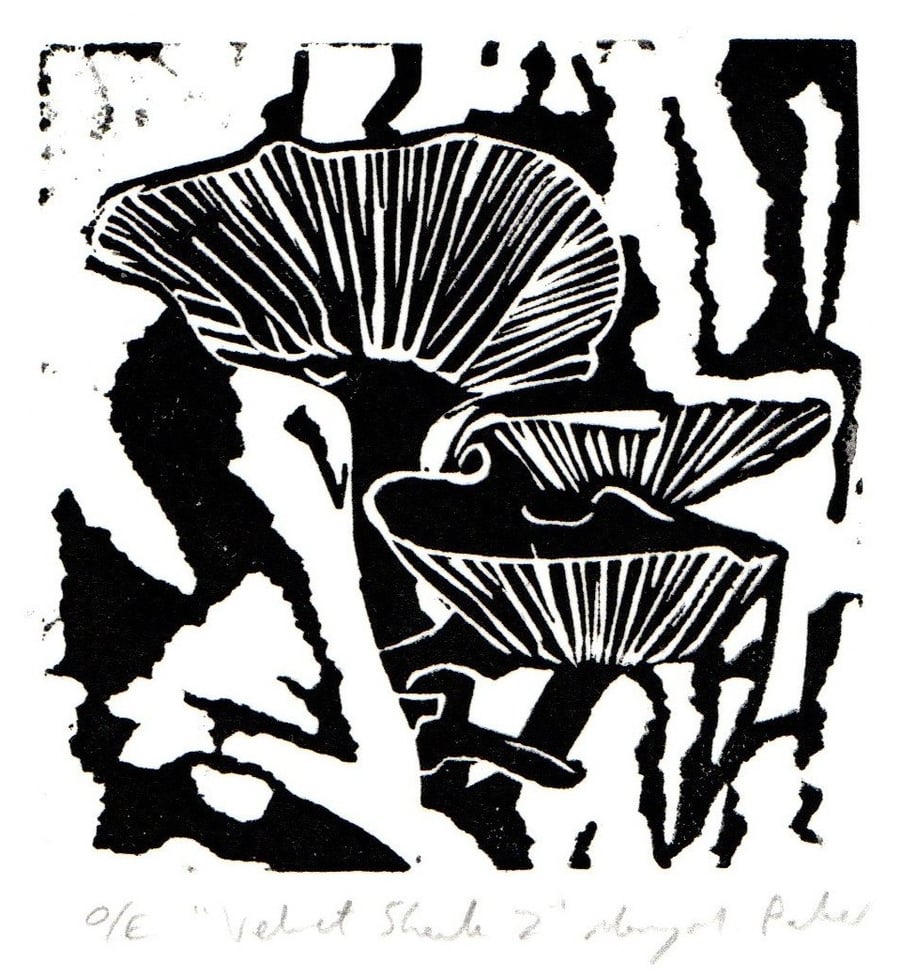Velvet Shank 2 original linocut