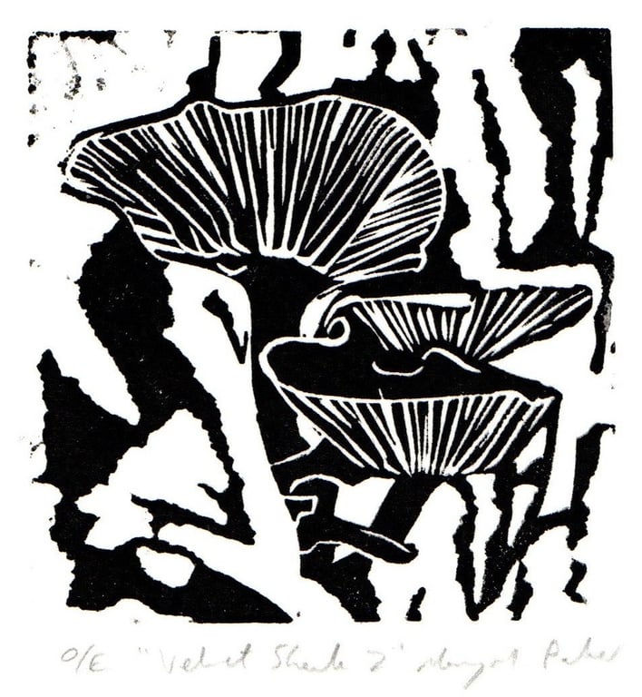 Velvet Shank 2 original linocut