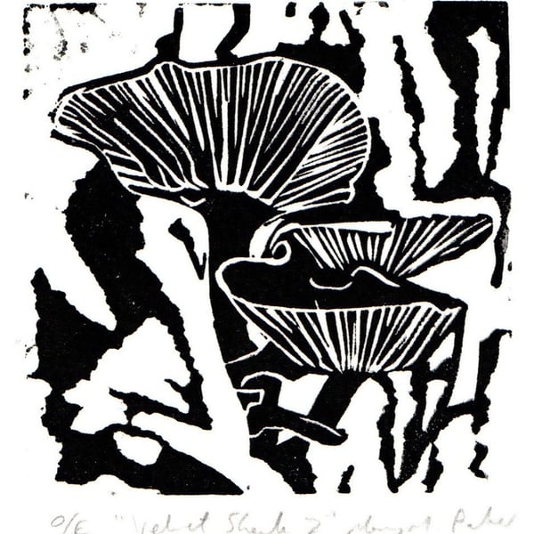 Velvet Shank 2 original linocut