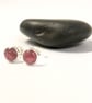 Sterling SILVER Hazy Pink Tourmaline Stud Earrings, Handamde Urban Jewellery