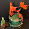 Miniature terrier on wheels  - Vintage Style OOAK Sculpture. 