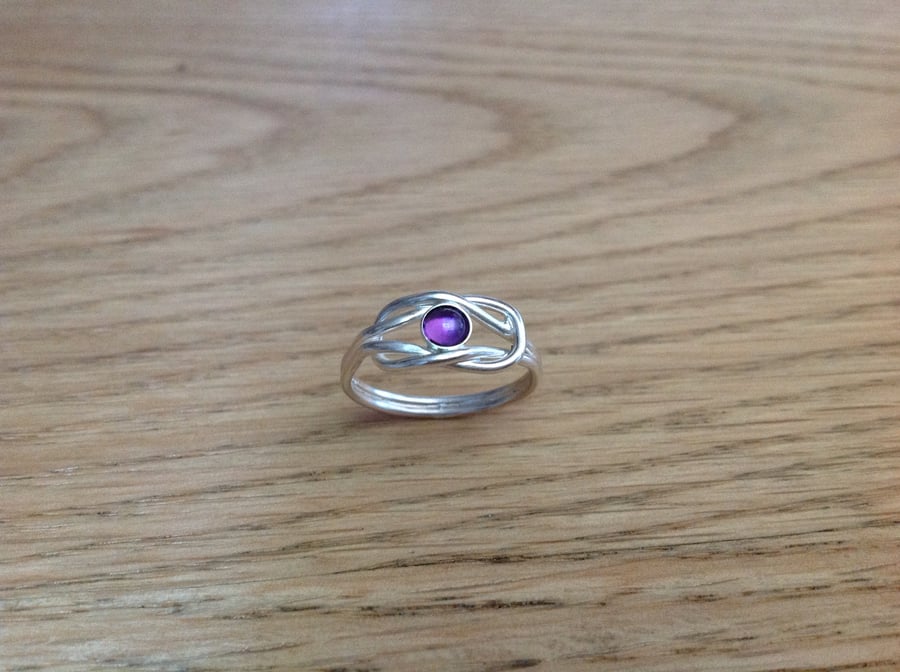 Sterling silver 'Love knot' Gemstone Adult or Childs ring