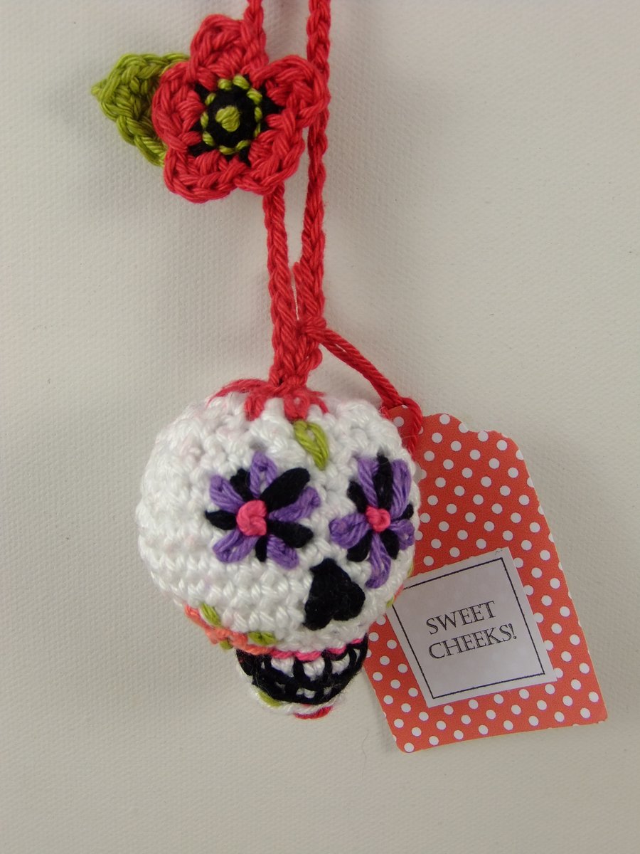 Crochet Sugar Skull Hanger 