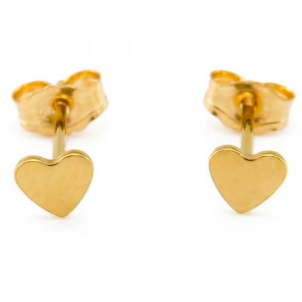 14K Gold Tiny Heart Stud Earrings 