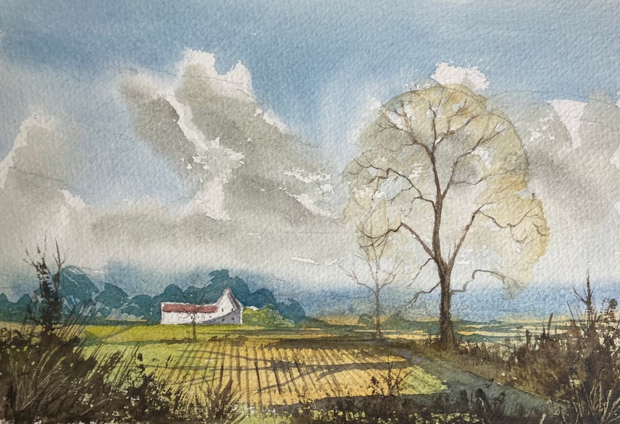 Farm in Seamer (Original watercolour painting) A4 size