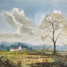 Farm in Seamer (Original watercolour painting) A4 size