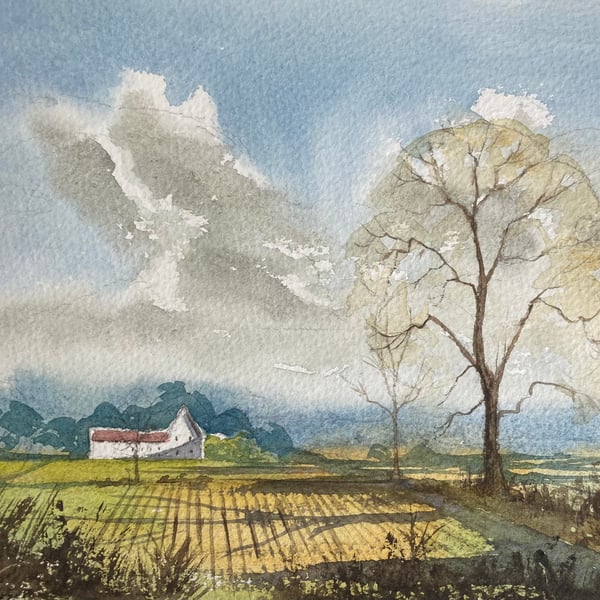 Farm in Seamer (Original watercolour painting) A4 size