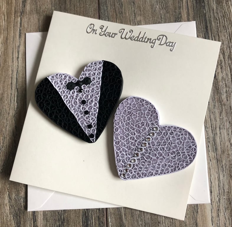Handmade quilled wedding card