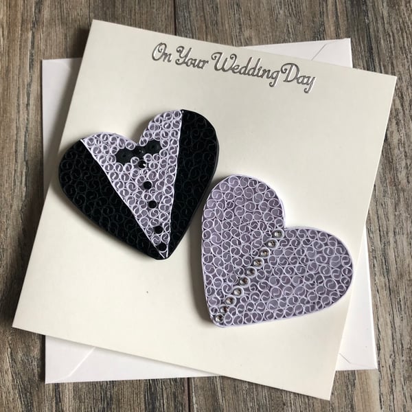 Handmade quilled wedding card