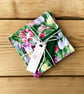 Reversible Fabric Coasters, Handmade Coasters, Cotton Coasters. Tulips-COAST-02
