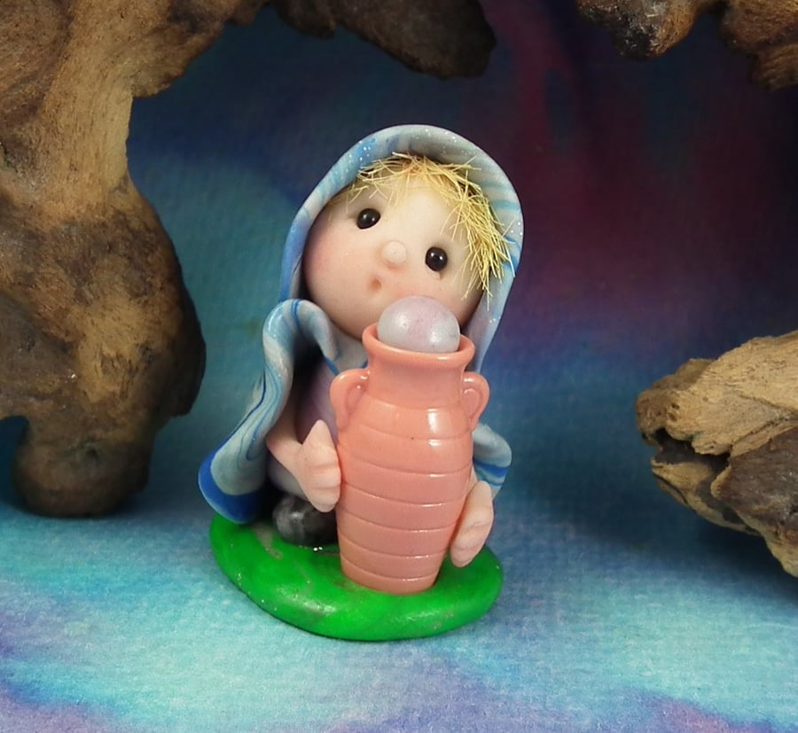 Tiny Infirmary Gnome 'Dymphi' with potion urn OOAK Sculpt
