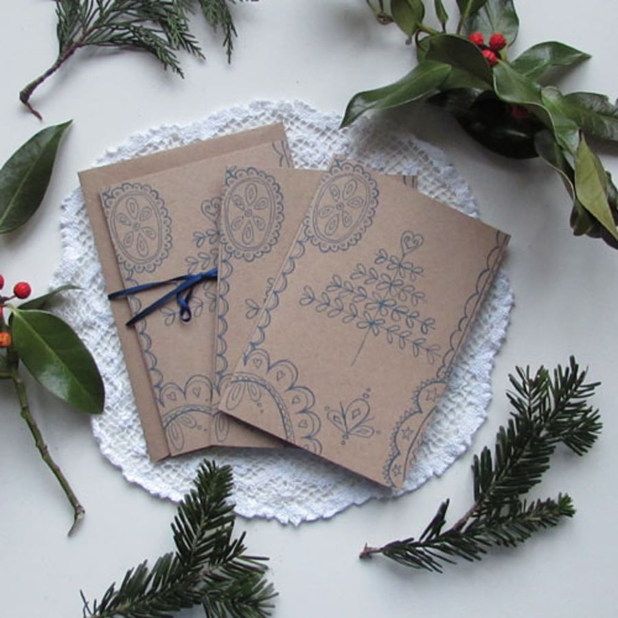 Christmas cards - 'folky Christmas tree' 