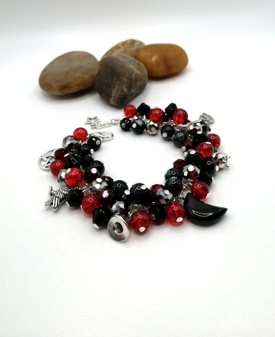 Pagan Inspired Bracelet with Obsidian Moon