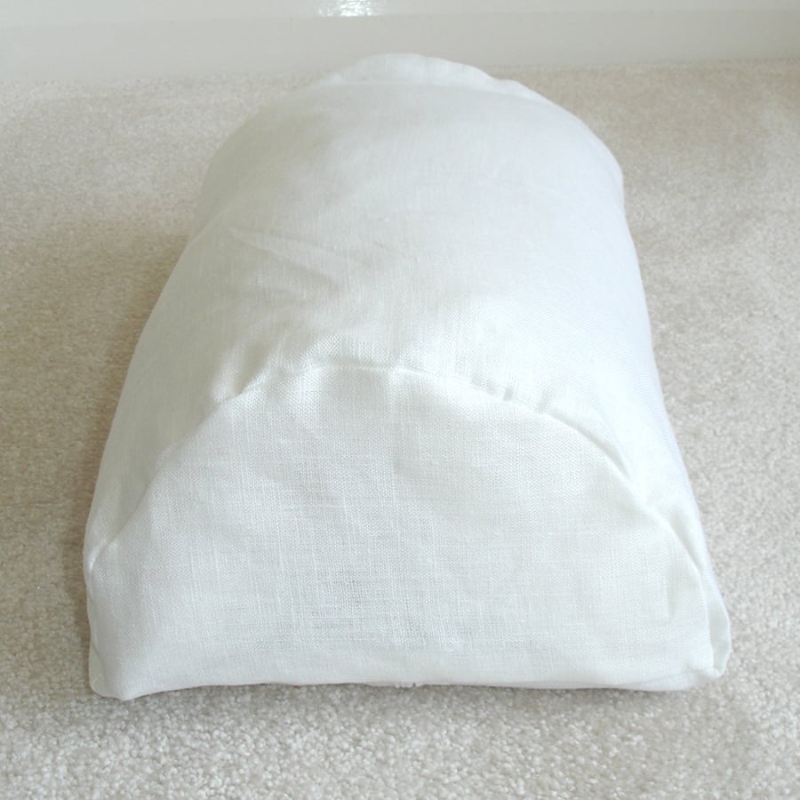 Half Moon Bolster Cushion Cover Semi Round Neck Roll Pillow White Linen