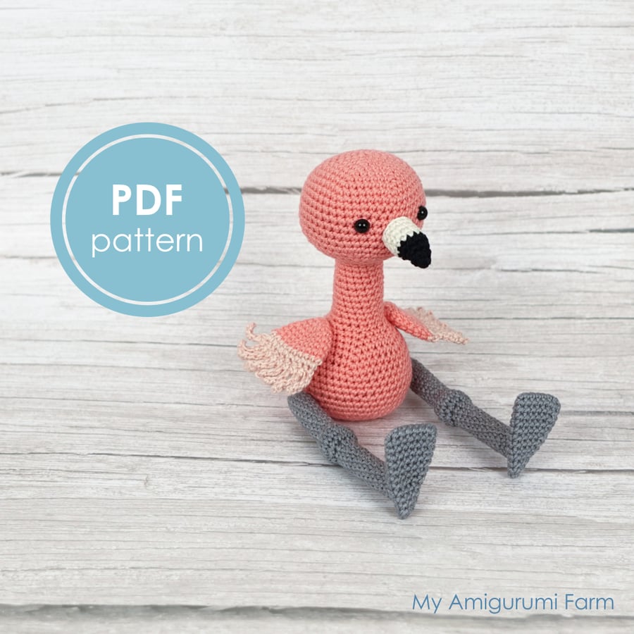 PATTERN: crochet flamingo pattern - amigurumi flamingo pattern - bird