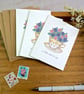 Set of 3 Violets Teacup MIni Notecards 