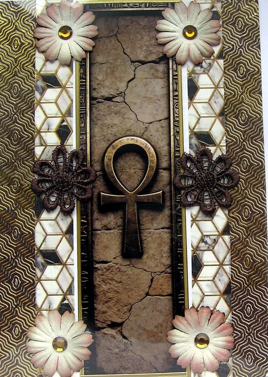 Egyptian Ankh Symbol - Hand Crafted Decoupage Greeting Card - Blank (3289)