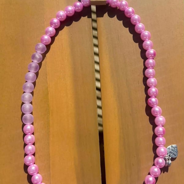 Handmade Lilac Pink Beaded Necklace