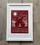Greyhound Lino Print - Dog Lover Gift - Cherry Red Wall Art - Art Deco - Image 6