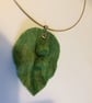  Green Felt Leaf Pendant (548)