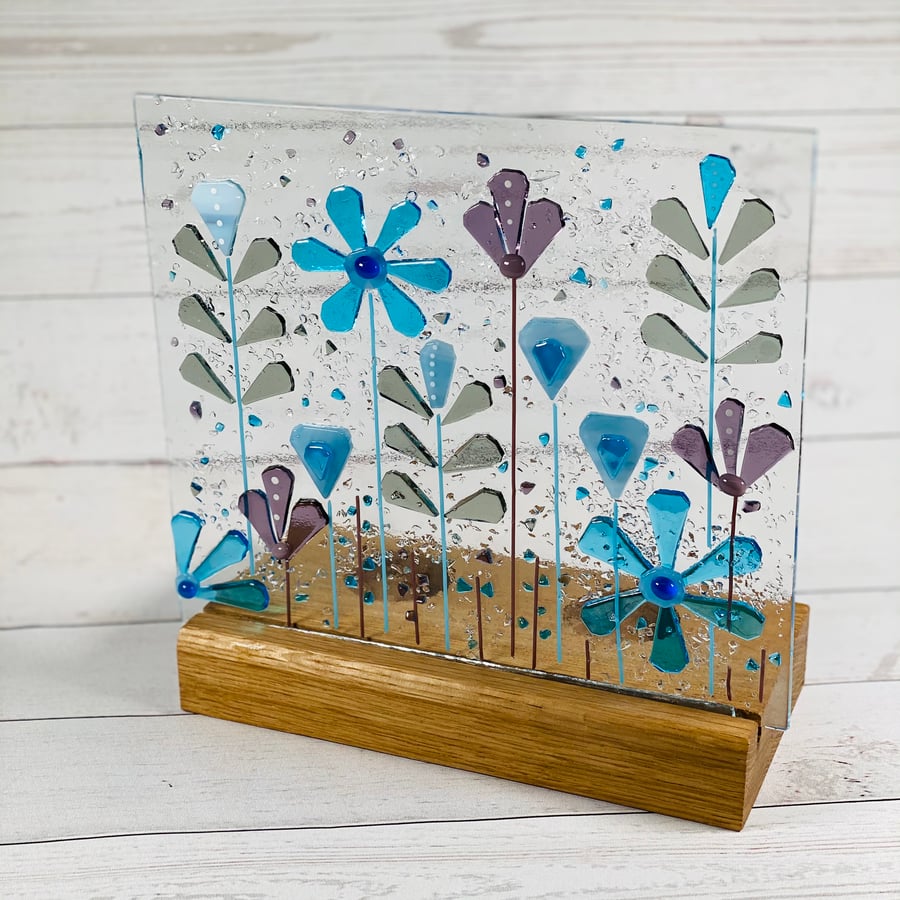Fused glass candle screen 