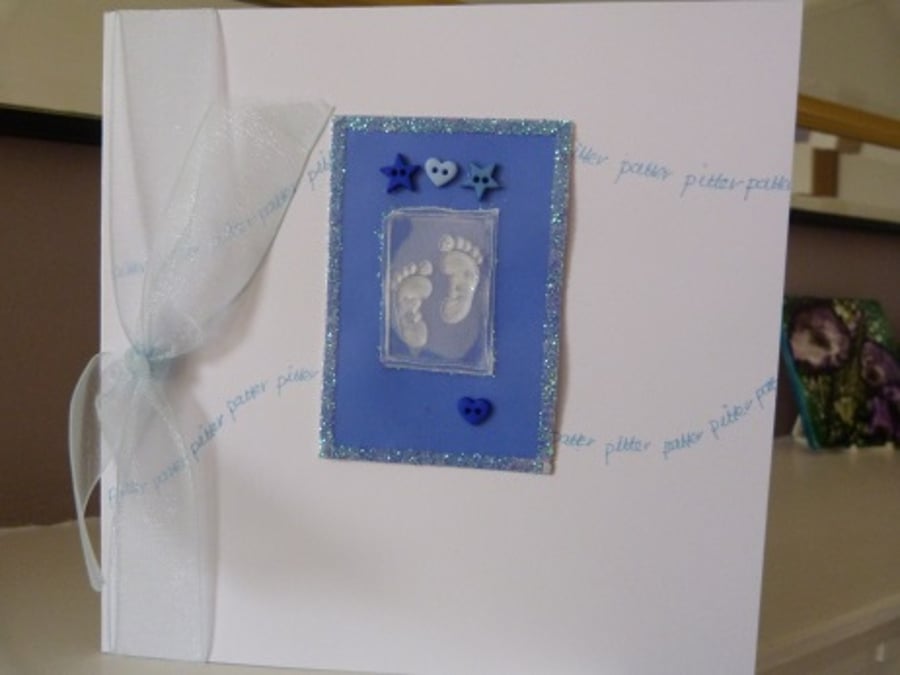 Pitter Patter of Tiny Feet New Baby Boy Card