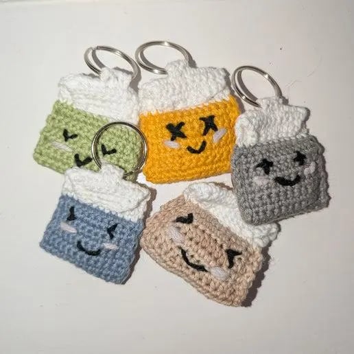 Crochet Teabag Keyring- Mint Tea