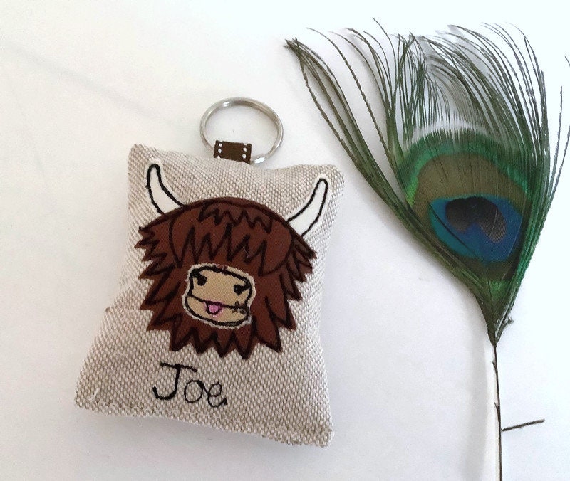 Highland Cow Coo Custom Keyring- Keychain with Optional Lavender Xmas Gift