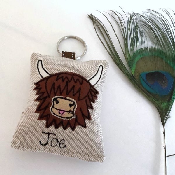 Highland Cow Coo Custom Keyring- Keychain with Optional Lavender Xmas Gift