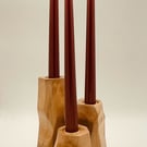 Solid beech candlestick holders, set of three