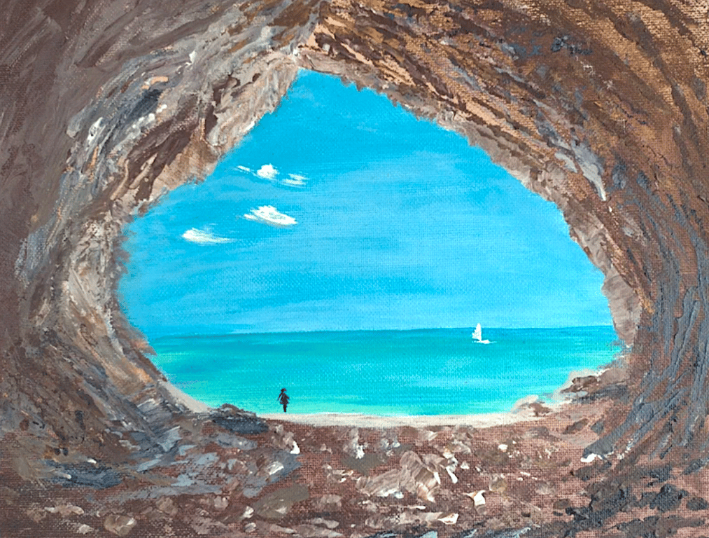 Stunning Painting Sea Heart Acrylics on Cnvas