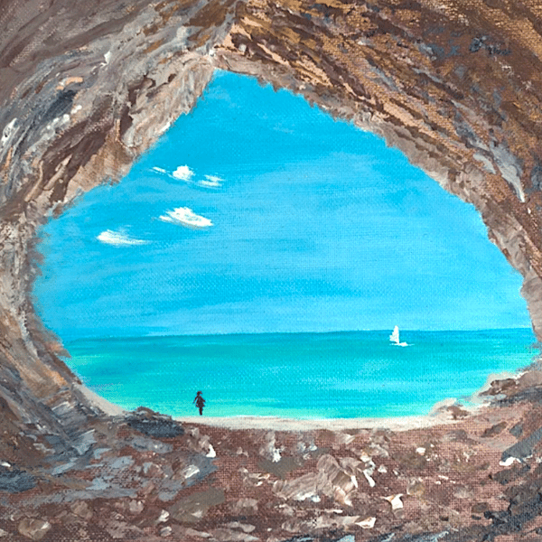 Stunning Painting Sea Heart Acrylics on Cnvas