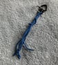 Blue Suede Keyring - Bag Charm with Gunmetal coloured Heart-shaped Carabiner cla