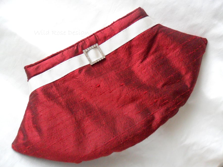  Evening Bag  in Ruby Silk