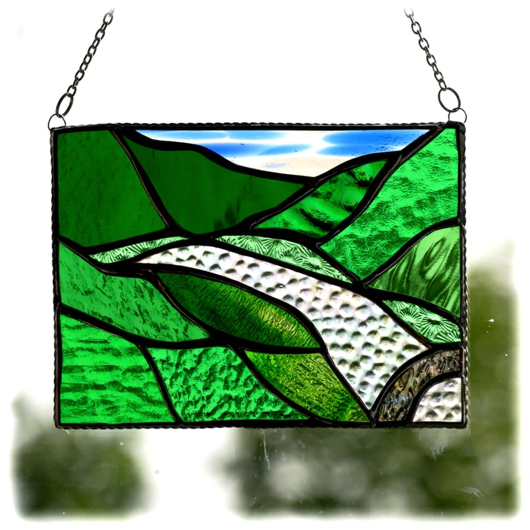 River Valley Panel Stained Glass Landscape Picture Wye 010