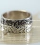Silver Leaf Ring - Fine Scattering of Leaves Wreath Woodland Band Wedding Band - Image 1