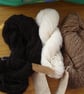 Three Hand Spun Pure Wool Hanks Brown Cream And Black