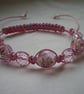 PINK LAMPWORK MACRAME STYLE BRACELET. - Image 1