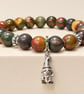 Picasso Jasper and Sterling Silver Coffee Loving Gnome Bracelet. - Image 4