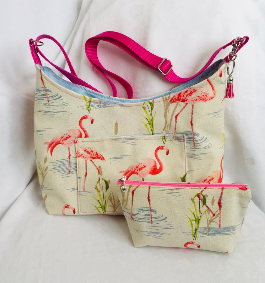 Boho Bag and Zip Purse, Stunning Canvas Bag Set, Shoulder Bag, Gift Ideas.