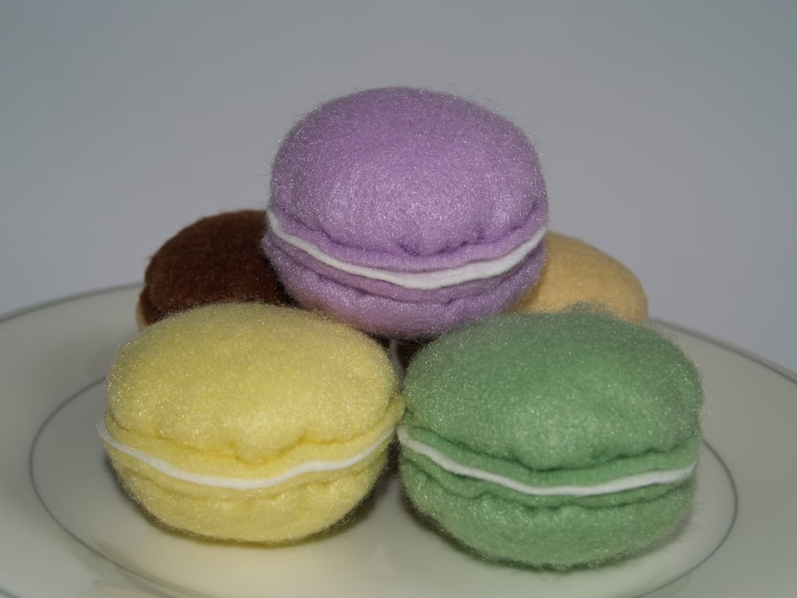 Felt Food Set of Five French Macarons ( Macaroons)