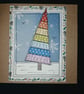 Quirky art set of 5 beautiful handmade Christmas tree rainbow cards  - Image 6