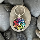 Hand Painted Keyring Mandala Acrylic Painting on Wood Original & Unique