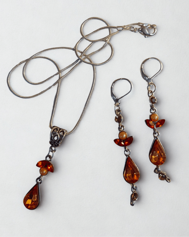 Art Deco Style Crystal Glass & Silver Set