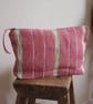 Raspberry and green striped zip up pouch - Image 2