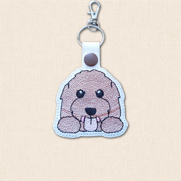 Kawaii Labradoodle Keyring - Embroidered Cute Dog Bag Charm