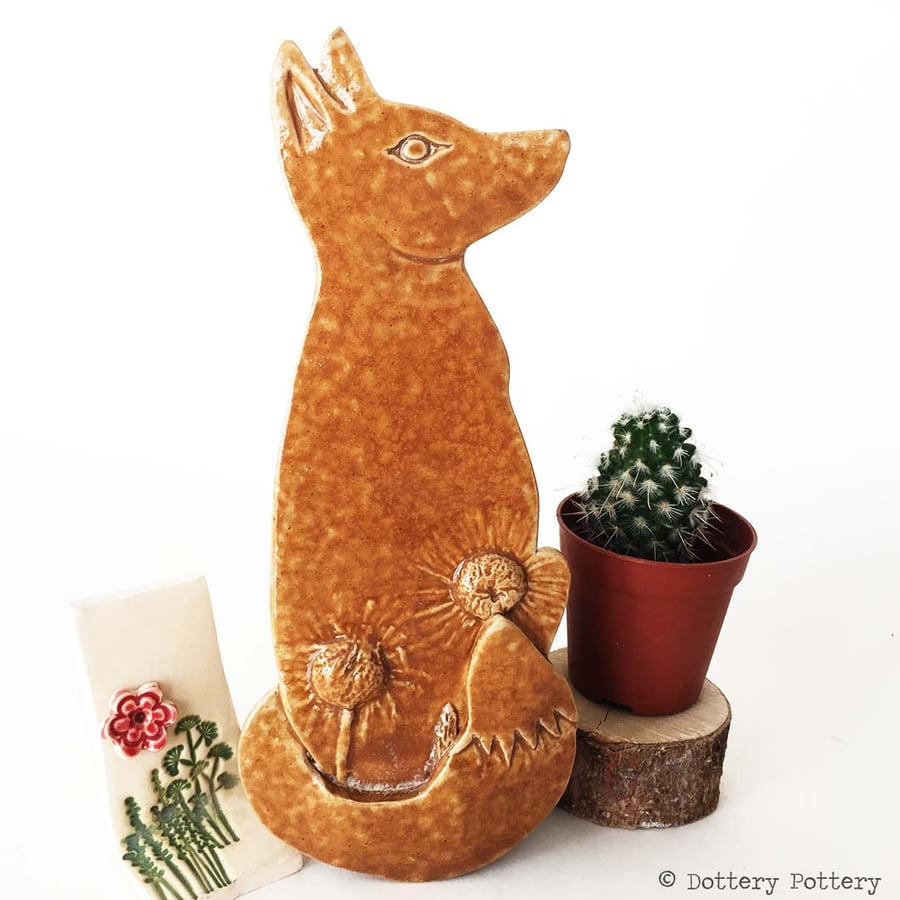 Pottery Fox hanging decoration Ceramic Fox
